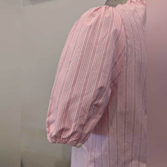 Talbots Pink Puff Sleeve Blouse with Frill Collar-Size M Petite New With Tag - Picture 8 of 11